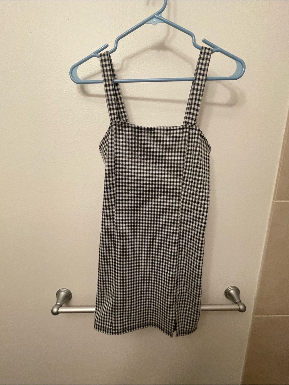 Bershka Black and White Gingham Mini Dress Size Medium